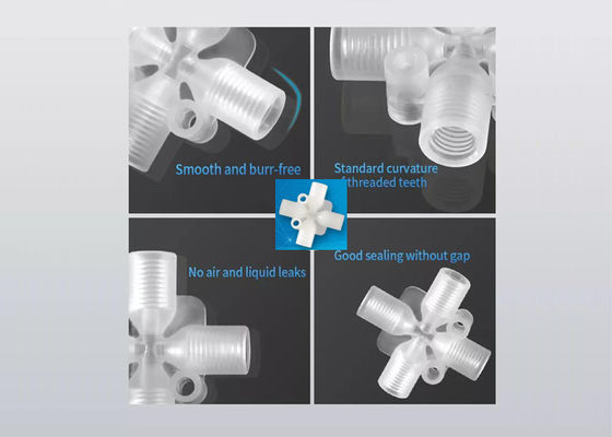 PP PTFE اتصال لوله چهار طرفه اتصال ماده پلاستیکی