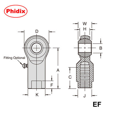 انتهای میتریک میله های سری EM-M/EF-M: مفاصل سنگین مقاوم در برابر خوردگی با پوشش PTFE برای کنترل حرکت کم نگهداری