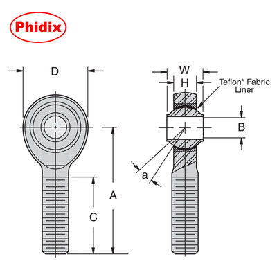SSHMY-T سری از فولاد ضد زنگ PTFE-پوشیده میله پایان.