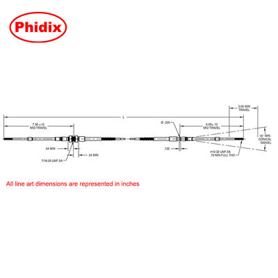 کابل های کنترل PTFE با پوشش هواپیمایی، شعاع خم 4 اینچی، -65 درجه فارنهایت تا +350 درجه فارنهایت، راه حل های B2B
