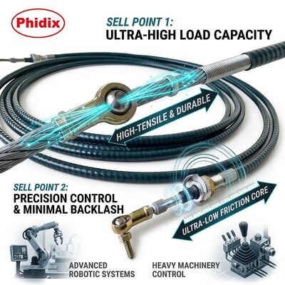 کابل کنترل مکانیکی سفارشی مهندسی شده با شعاع خمش نصب شده تا 5 اینچ، تایید شده توسط OEM برای سیستم های کنترل دقیق